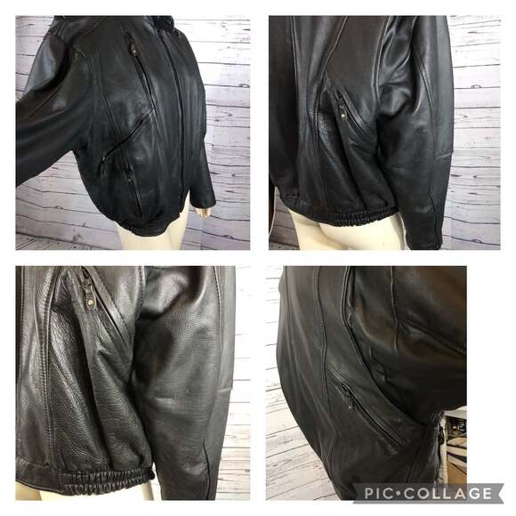 Hot Leathers thinsulate lined black motorcycle jacket snap close neck size XL - Picture 11 of 14